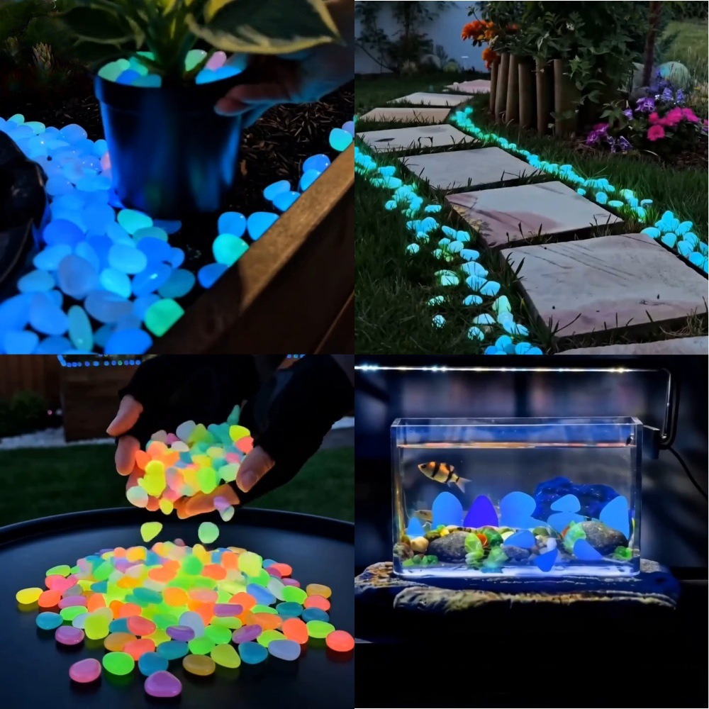 Aquarium Planted Fish - Bunte, im Dunkeln leuchtende Kieselsteine für