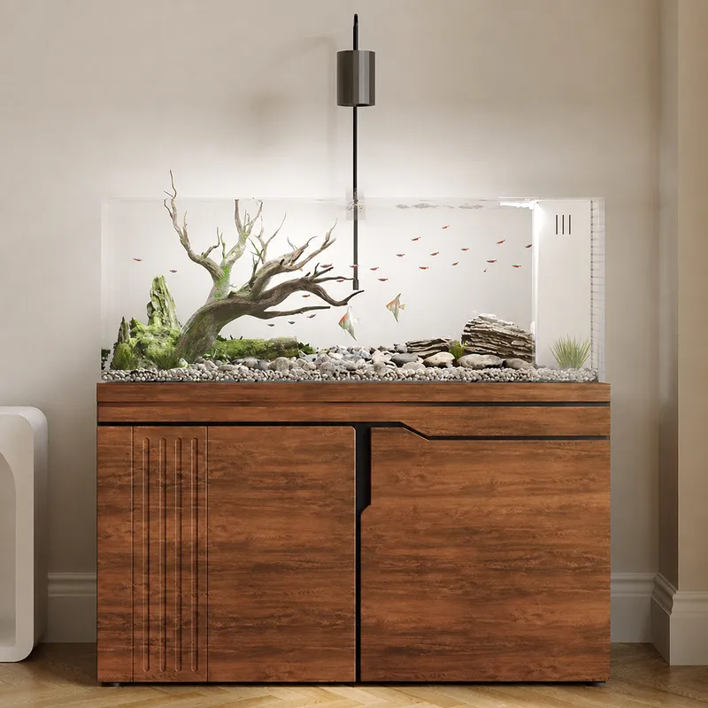 Aquarium Planted Tank Filter - Großes Ultra-Weißes Glas-Aquarium mit Bodenfilter für