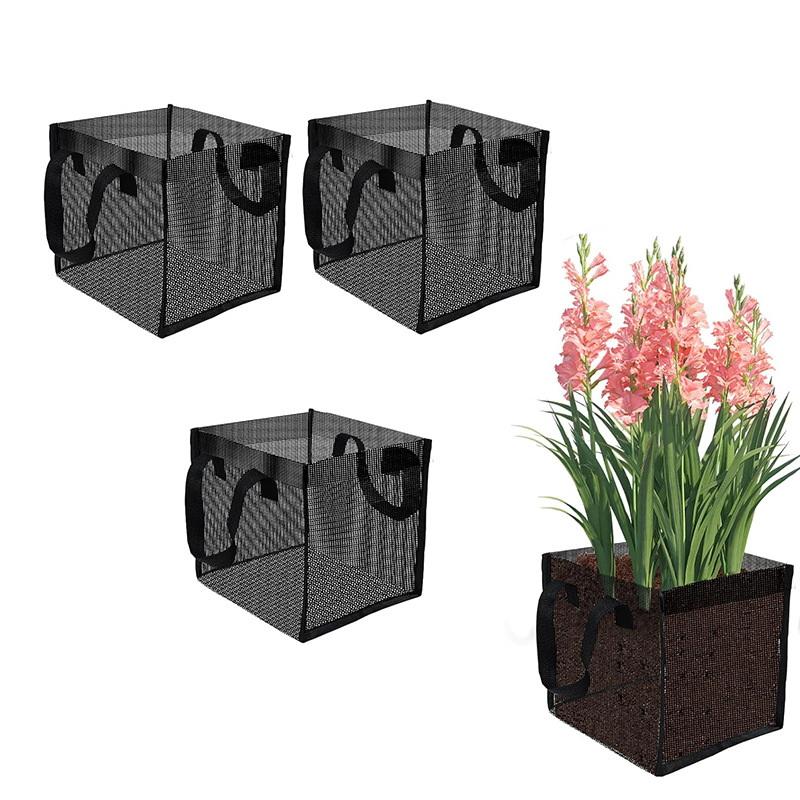 Aquarium Planted Plants - 4 Stück schwarze Mesh-Teichpflanzkörbe, quadratisch, rund,