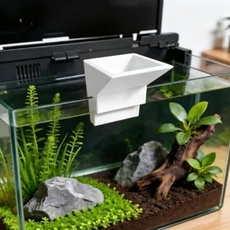 Aquarium Planted Setup - Bohrfreie Montage-Aquarium-Wassereinlasskammer mit Anti-Wasserfluss-Aufprallschutz-Design für kleine